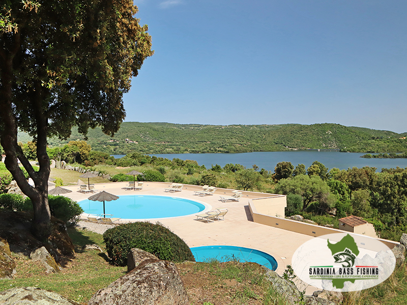 hotel bass fishing pool with lake view sardinia